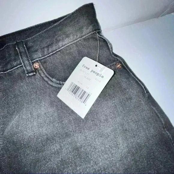 Free People We the Free Black Demin Destroyed Mini Skirt New with tags - Picture 7 of 8